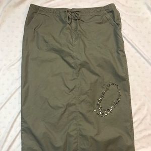 Summer cotton twill maxi skirt in khaki